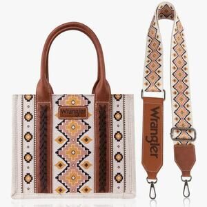 Wrangler Aztec Tote Bag Western Boho Canvas Crossbody Strap NWT